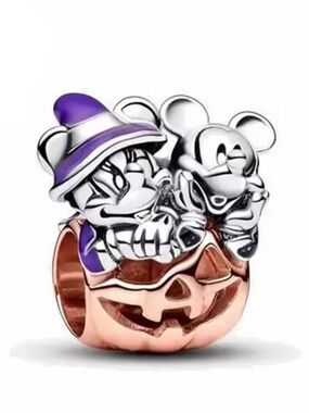 Mickey Mouse & Minnie Mouse Halloween Pumpkin Charm Rose Gold-Plated